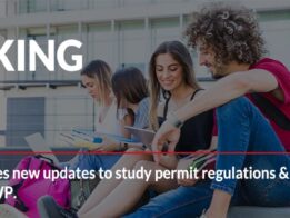 Banner with white text 'Canada updates study permit program